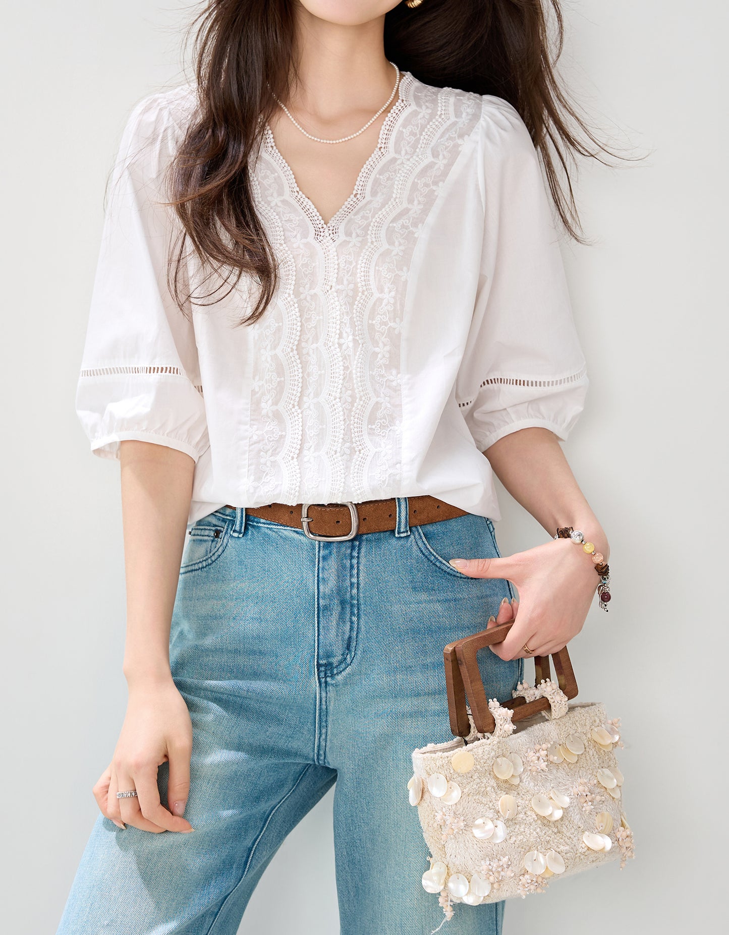 Romantic Lace V-Neck Blouse | Weekend Escape Collection