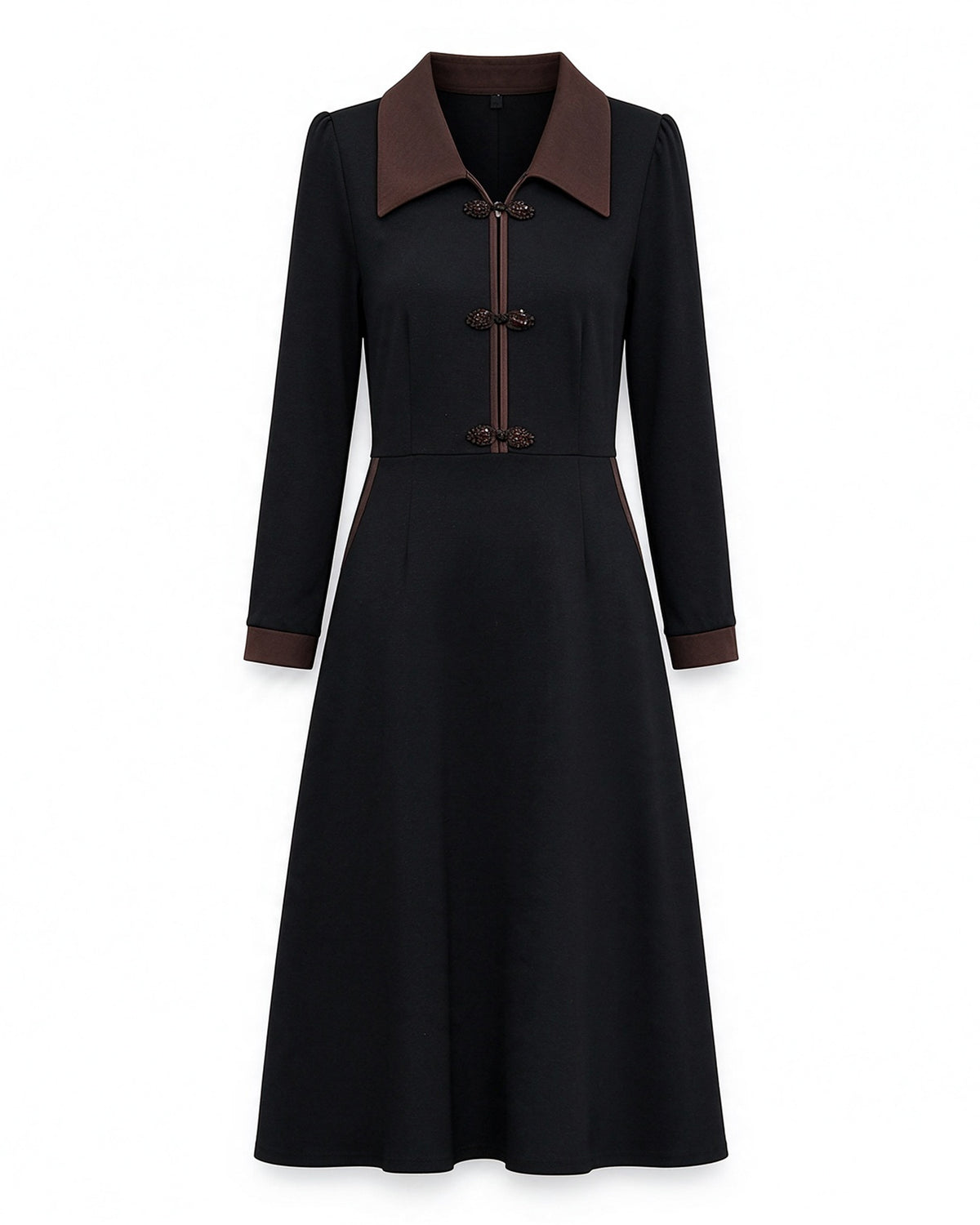 Black & Brown Collared Button-Front Dress | $42.98 - LAI MENG FIVE CATS