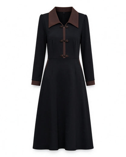 Black & Brown Collared Button-Front Dress | $42.98 - LAI MENG FIVE CATS