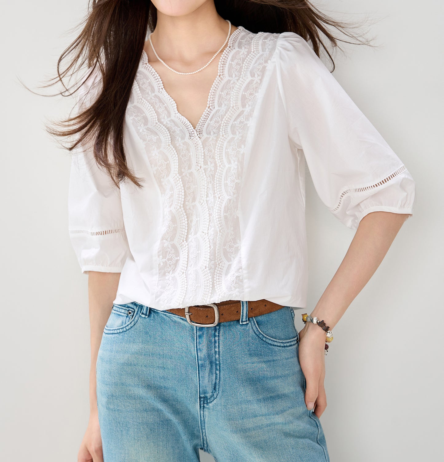 Romantic Lace V-Neck Blouse | Weekend Escape Collection