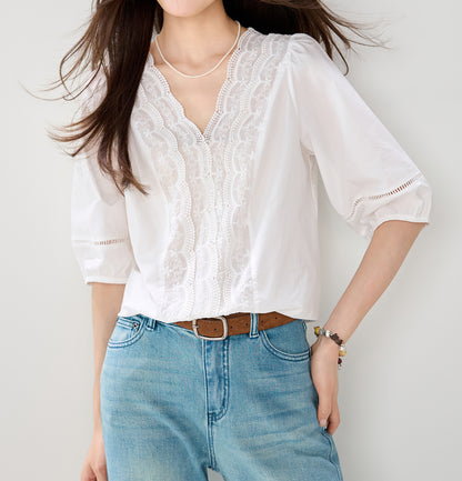 Romantic Lace V-Neck Blouse | Weekend Escape Collection