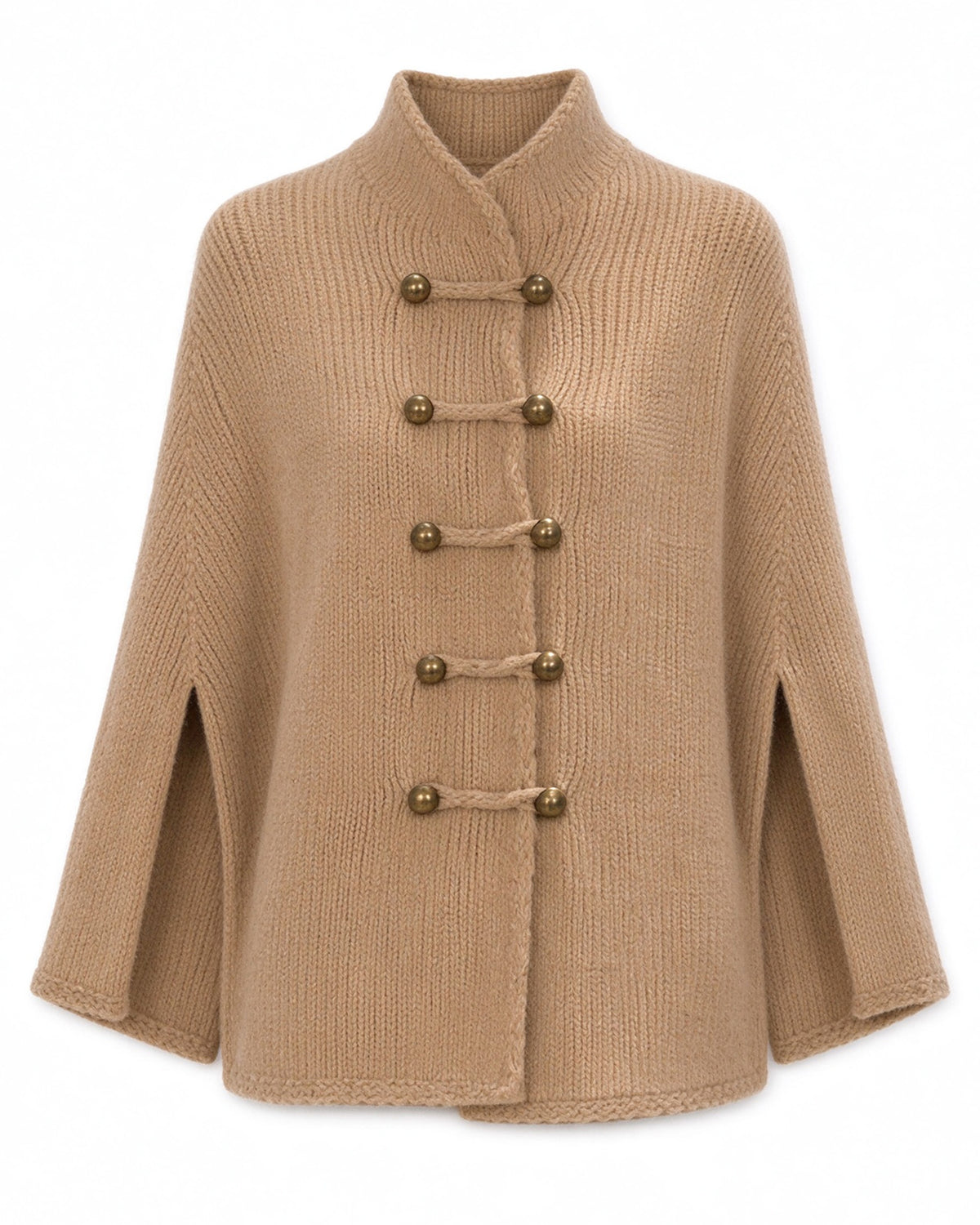 28695-Women's Knit Cape Coat – Navy & Camel