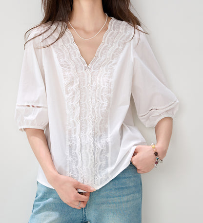 Romantic Lace V-Neck Blouse | Weekend Escape Collection
