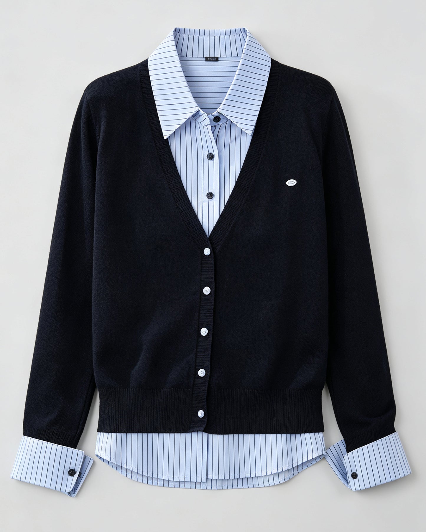 Navy Striped Layered Knit Top
