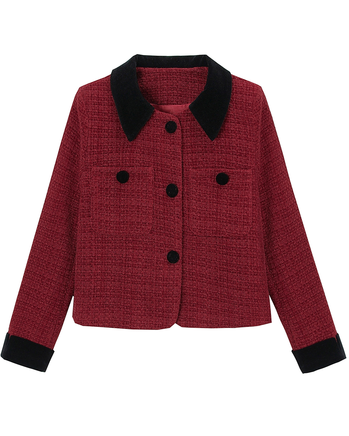 28692-Velvet Trim Tweed Jacket — Paris Café & London Autumn Style