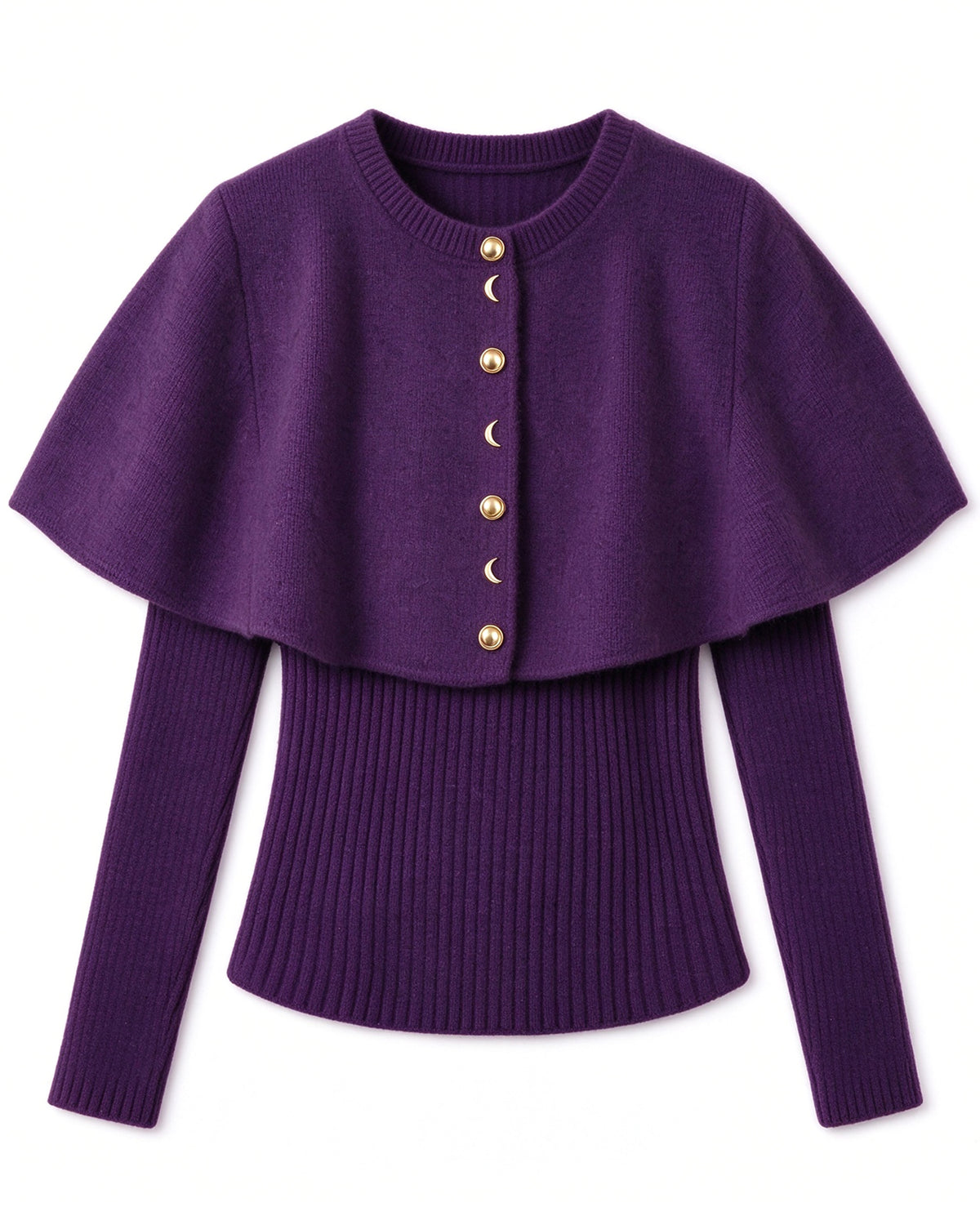 27818 Elegant Cropped Knit Cape Cardigan Set | 5 Colors