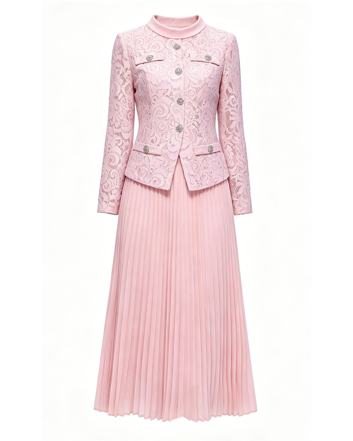 Lace Jacket & Pleated Midi Skirt Set | 3 Colors