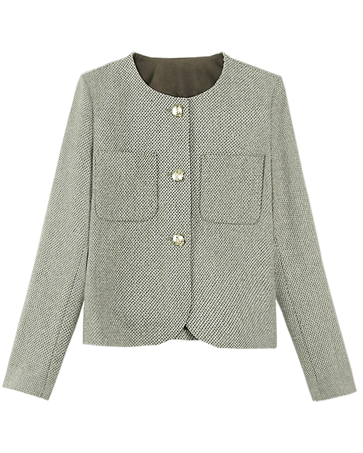 28691-Wool Blend Tweed Jacket — Parisian & London-Inspired Style