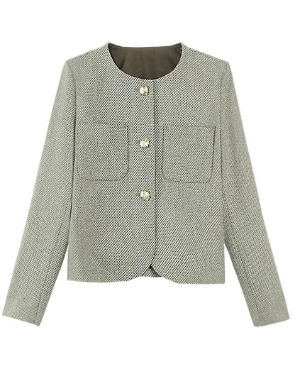 28691-Wool Blend Tweed Jacket — Parisian & London-Inspired Style