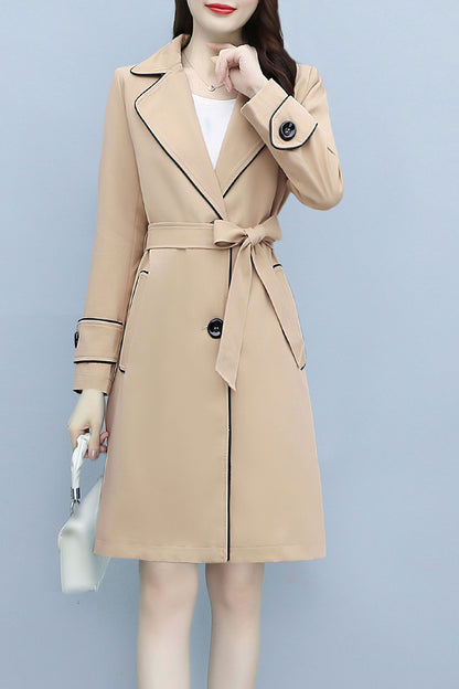 3/4 Length Button up Outerwear Trench Coat with Belt
