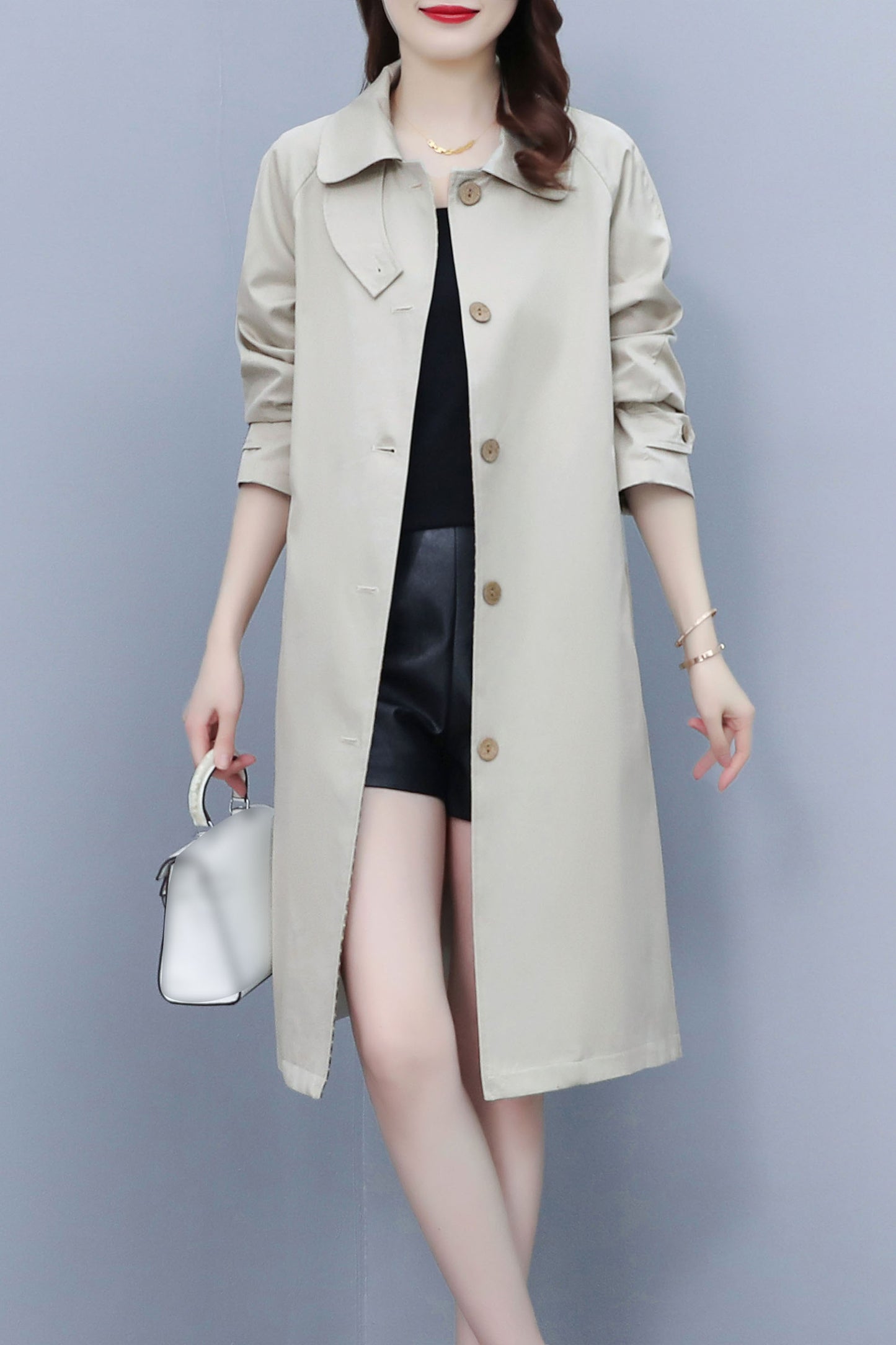 3/4 Length Outerwear Trench Coat