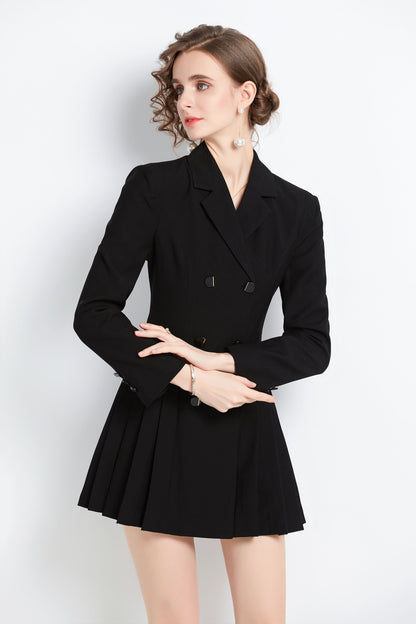 Long Sleeves Button Up Mini Dress Coat with Pocket