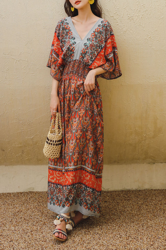 Summer Elegant Bohemian Casual Floral Embroidered Maxi Dress