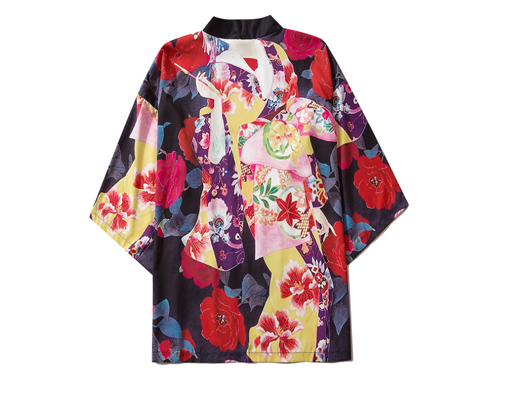 Red Flower Japanese kimono Cardigan - LAI MENG FIVE CATS
