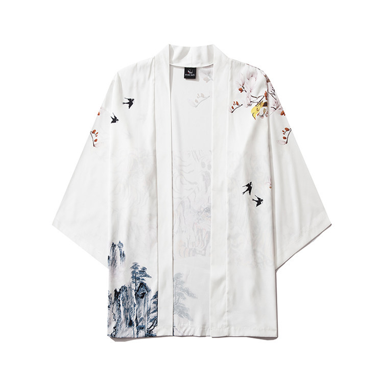 Black & White Feng Shui Painting Japanese kimono Cardigan