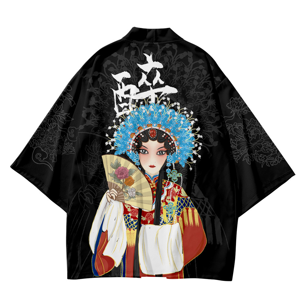 Black Chinese Opera kimono Cardigan