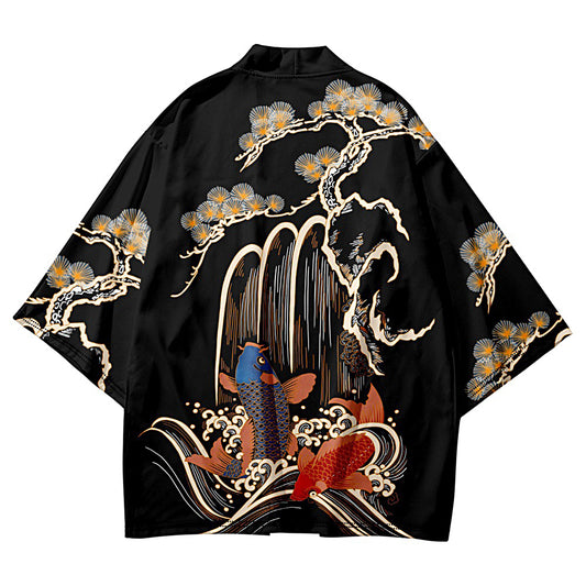 Black Fish Japanese Kimono Cardigan
