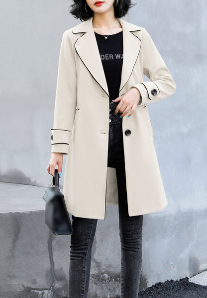 3/4 Length Outerwear Trench Coat with Belt