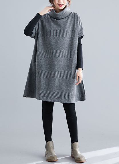 Gray Loose fit High Neck Knit Dress