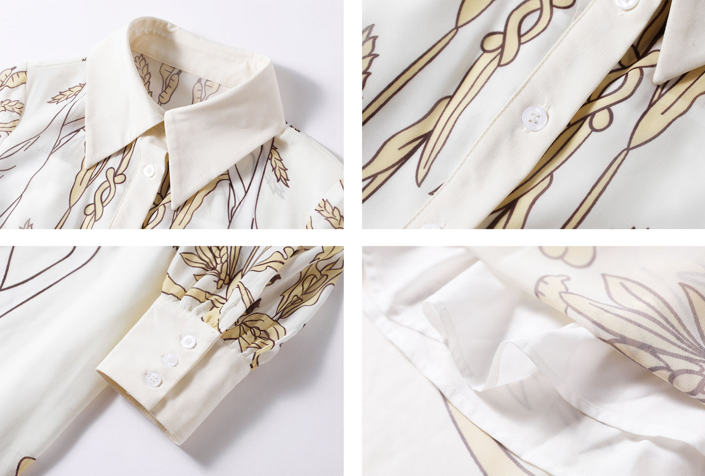 White Collared neckline Floral Print Midi Dress