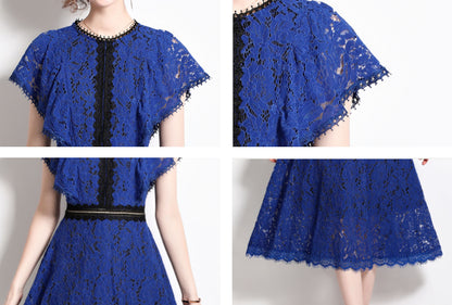 Floral Lace Crochet Waist Midi Dress
