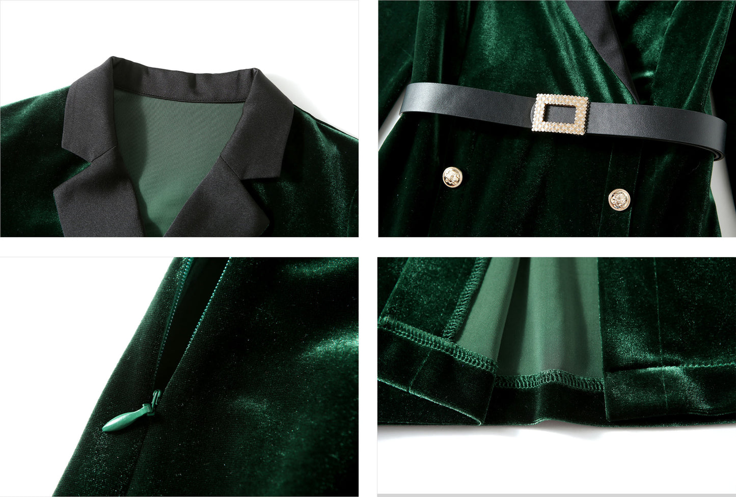 Velvet Long Sleeves Mini Dress Coat with Pocket
