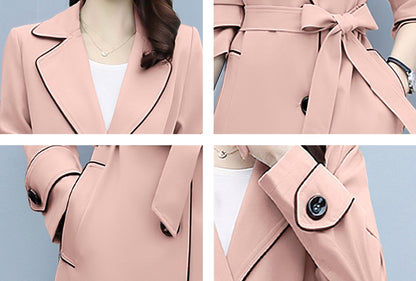 Pink 3/4 Length Outerwear Trench Coat with Belt