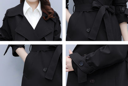3/4 Length Double-Breasted Outerwear Trench Coat with Belt
