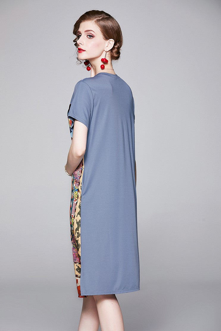 Summer Short Sleeve Midi T-shirt Dress - LAI MENG FIVE CATS