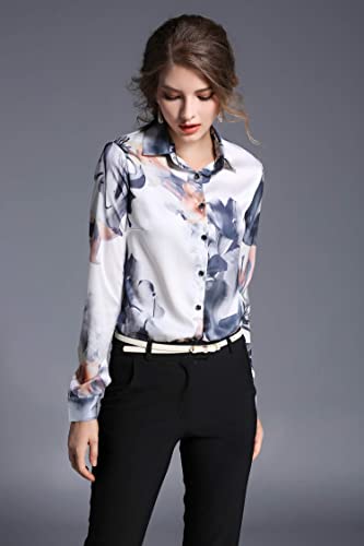 Women's Elegant  Floral Print Casual Shirt - LAI MENG FIVE CATS