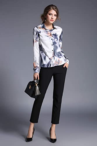 Women's Elegant  Floral Print Casual Shirt - LAI MENG FIVE CATS