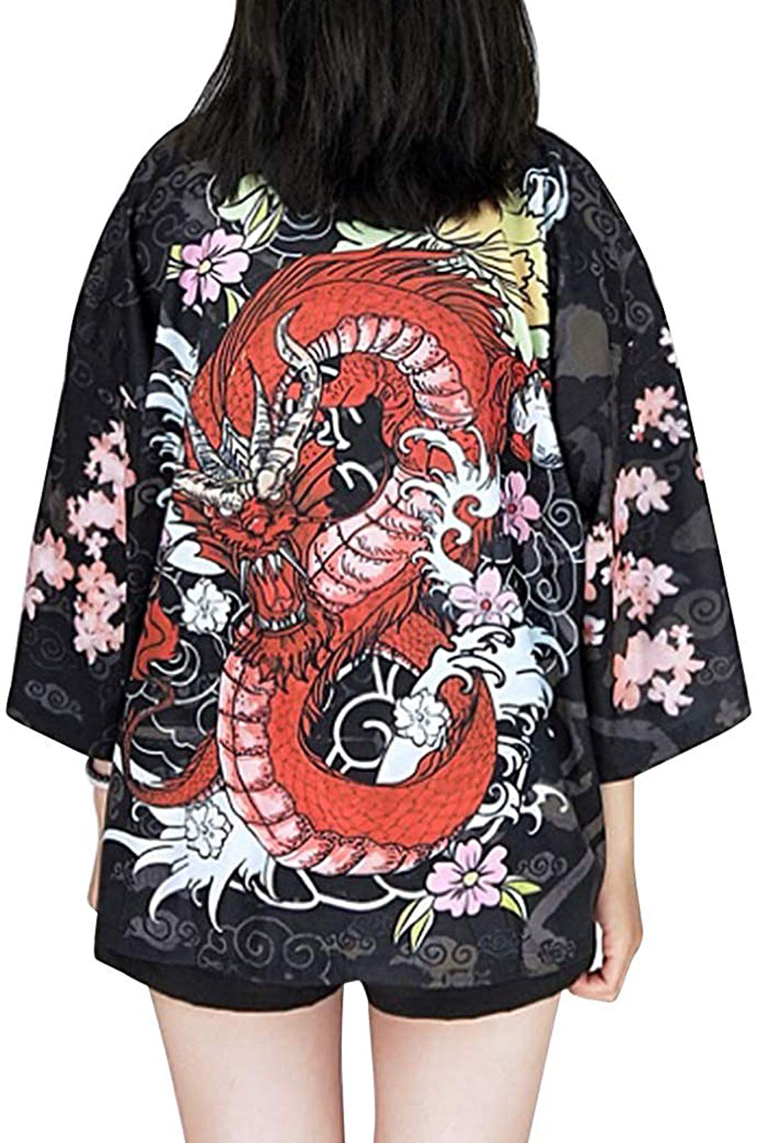 Black Dragon Kimono Cardigan US 2-10 - LAI MENG FIVE CATS