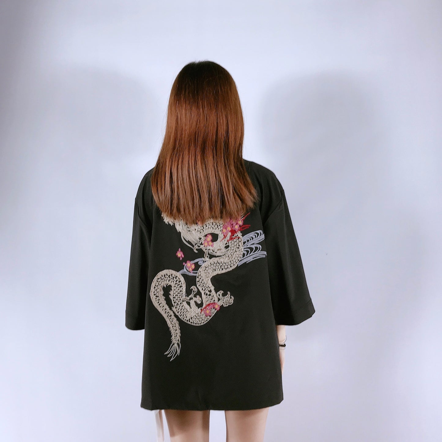 Black Dragon Embroidered Kimono Cardigan US 2-10 - LAI MENG FIVE CATS