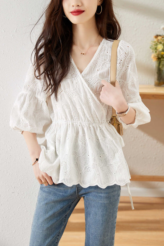 Short sleeves V neck Button Solid T-shirt