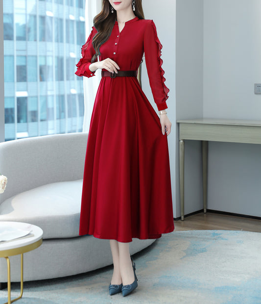 Classic Solid Color Elegant Maxi Dress