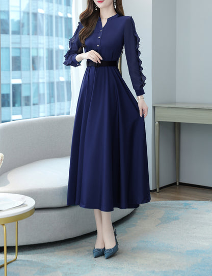 Classic Solid Color Elegant Maxi Dress