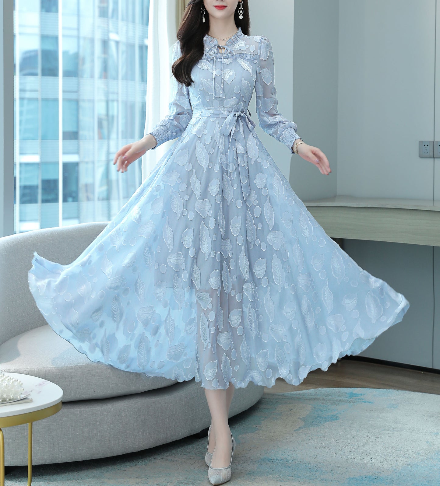 Classic Dress Floral Pattern Maxi Print Dress